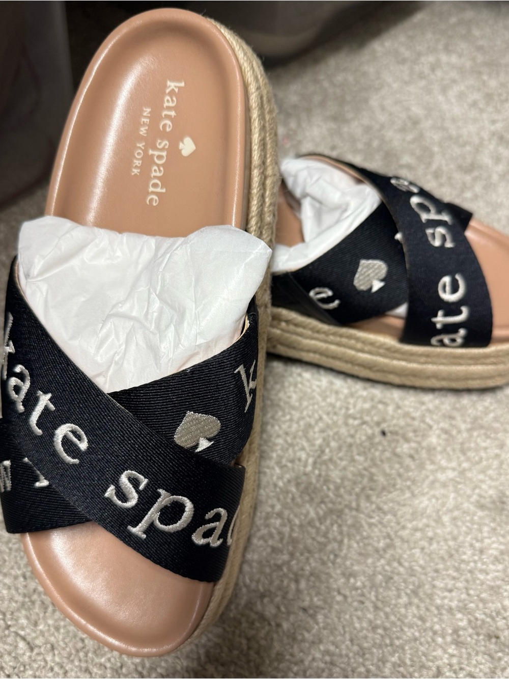 Kate Spade Black platform espadrille Slide Sandals